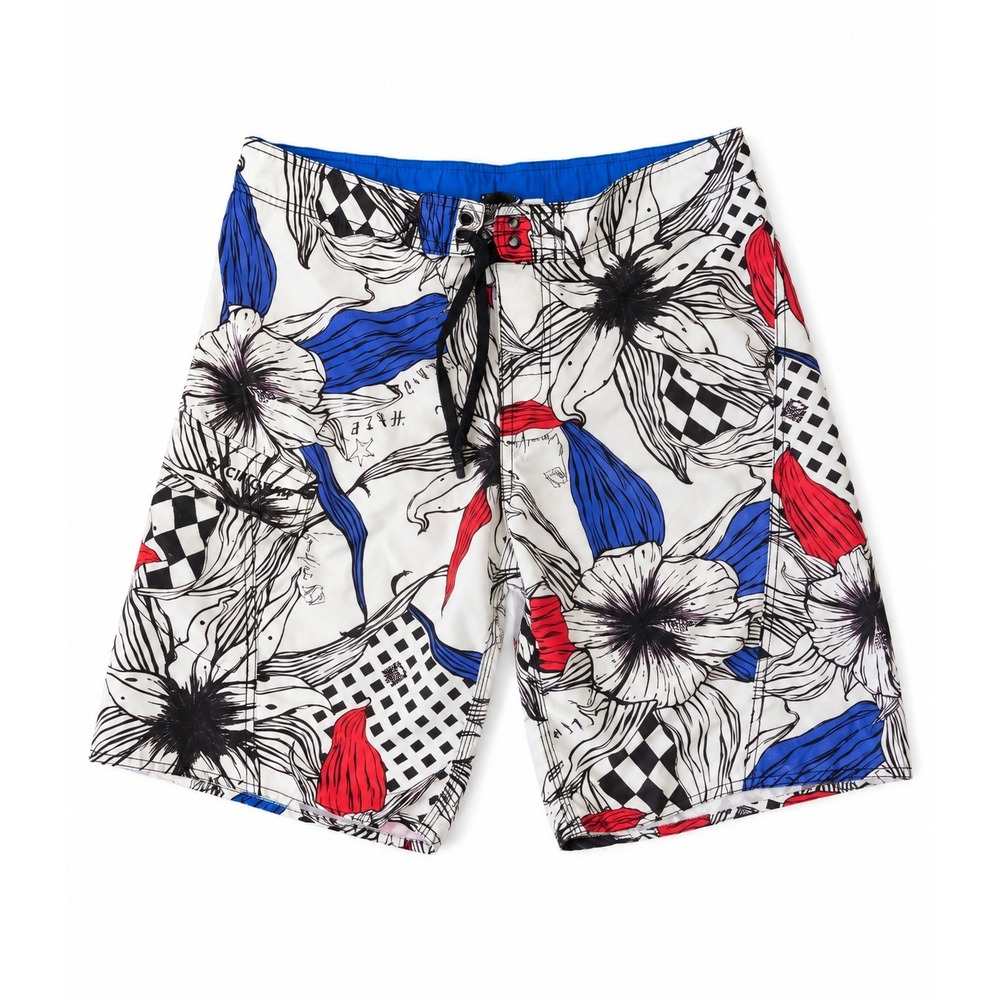 Retro Surf Floral Checkerboard Board Shorts Men's M Pacific Surf by Exist